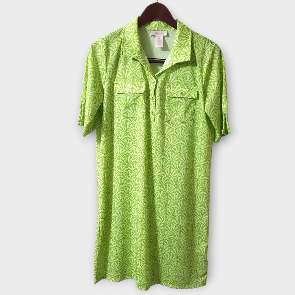 Stella‎ Parker Collection Green Palm Geometric Print Preppy Shift Dress Medium